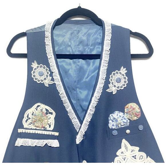 Gino Cappeli Designer Collection Vest Women's Large Blue Embellished - Picture 3 of 11